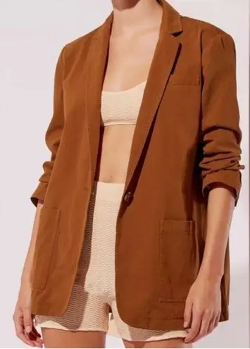 Solid & Striped Camel Brown Cotton Beach Blazer