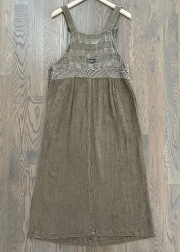 carole little Vintage Overall Dress in Brown Gauze with Tan Stitching 12P / L