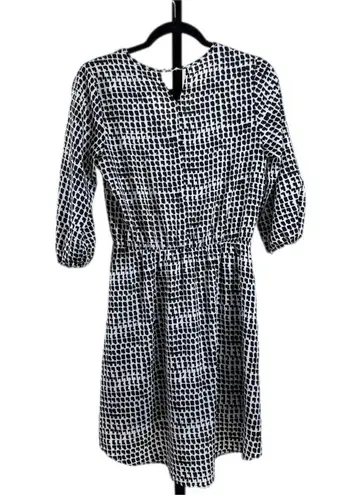 Collective Concepts Minimalist Boho Midi Dress Geometric Print 3/4 Sleeve Flattering Aesthetic XS