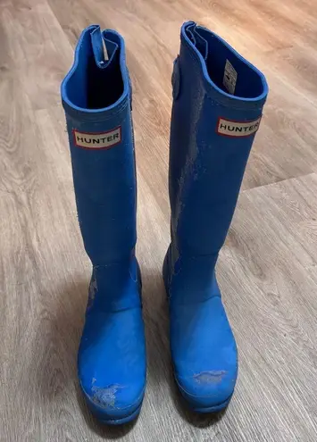 Hunter  Ran Boots Tall Blue Size 7 Farm Muck