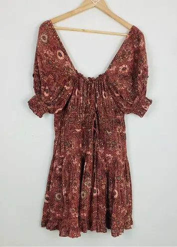 Ulla Johnson  Juniper ruched floral 2022 mini dress in orange brown. Size 4 thumbnail 4