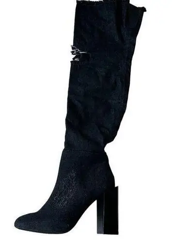 Jeffrey Campbell  Boots LF JC Perouze Over the Knee Black Denim Women's Size 7