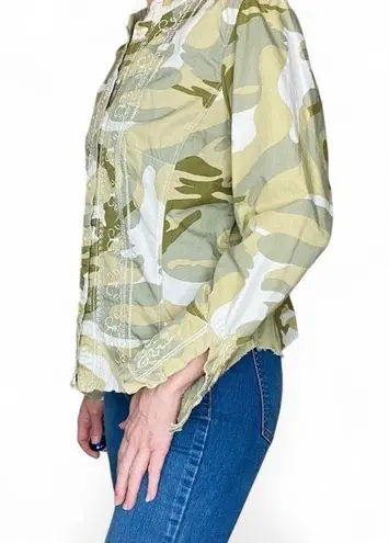 Mixit Camouflage Floral Embroidery Utility Button Down Shirt