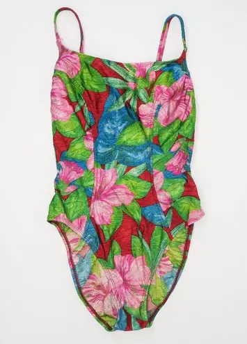 One Piece Vintage 80s Amber Bay Floral Swimsuit