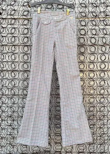 Vintage Mann Deadstock red blue plaid bell flare pants 28x34 Size XS
