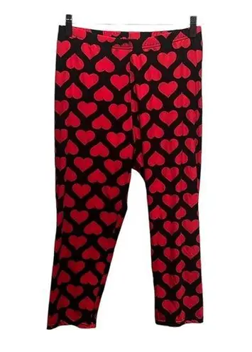 Women’s Heart cropped Leggings Black Red Valentine’s Day Size XL