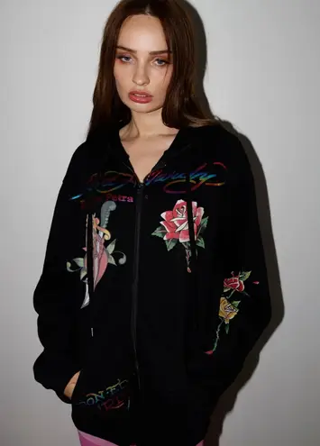 Ed Hardy - DAGGER GIRL ZIP FRONT HOODIE