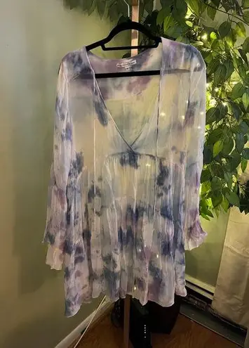 Young Fabulous and Broke  Rosa Mini Dress Tie Dye Sheer Size Small