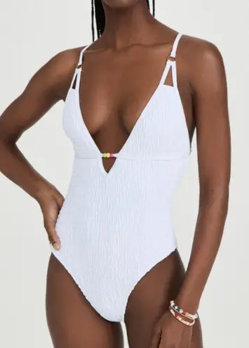 Charlie Holiday Jodie Shirred One Piece Swimwear Swimsuit in White Size Small