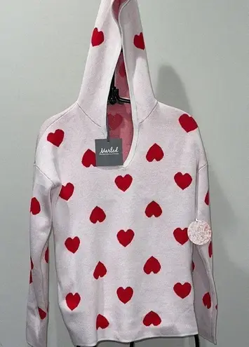 Marled Reunited Clothing VALENTINES DAY SWEATER. WHITE w RED HEARTS