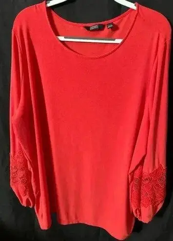 Dennis Basso Dennis By Lace Detail, Balloon Sleeve Top, Res Blouse Sz 3X