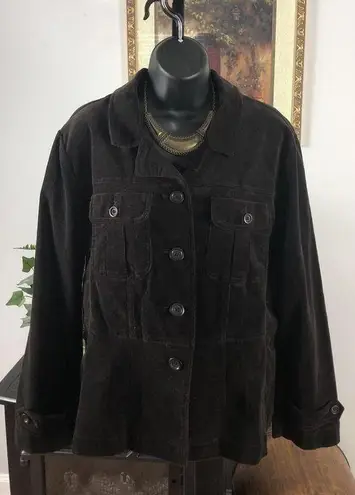 Fashion Bug Fashion Bugs Women 14/16W Jacket Stretch Brown Open Button Front Long Sleeve - Image 2