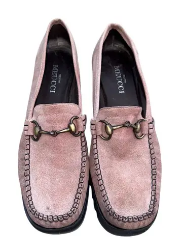 Sesto Meucci Women's Pink Suede Loafers with Metal Bit Casual Flats 8.5 N