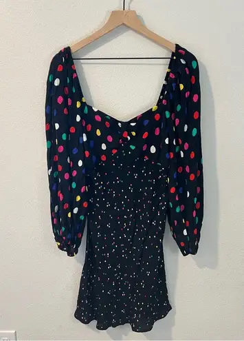 RIXO x Target Multicolor Polka Dot Long Sleeve Sweetheart Swing Dress Size 14 Black