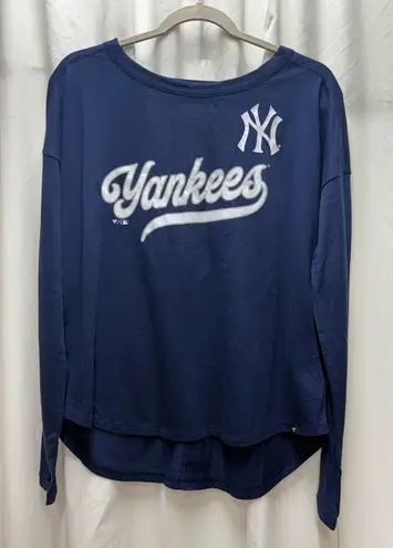 Fanatics Navy New York Yankees Core Boat Neck Long Sleeve T-Shirt wns M NWT