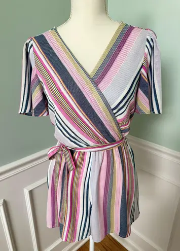 Three Pink Hearts Striped Romper