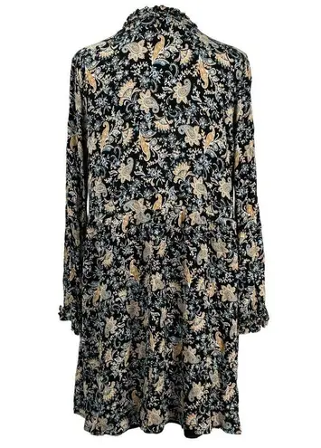 Hem & Thread Black Paisley Boho Long Sleeve Dress Size L