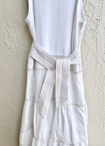 Veronica Beard Veronico Beard Jeans Tiered Austyn Belted Midi Dress White Women's Size Large