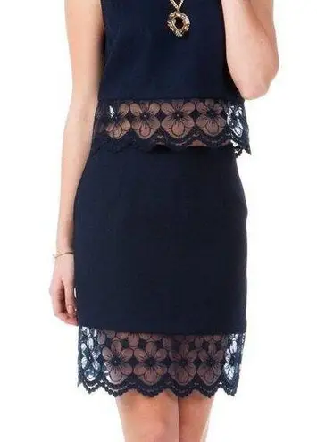 Jun & Ivy Francesca’s Lace Trim Skirt Navy Blue S
