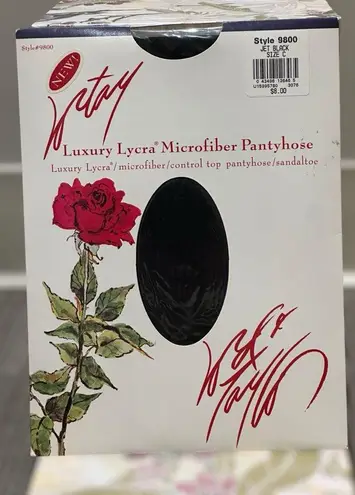 NEW Vintage Lortay Lord & Taylor Luxury Lycra Control Top Pantyhose Jet Black