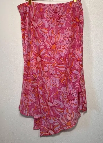 Lane Bryant  Floral Asymmetrical Handkerchief Side Slit Skirt