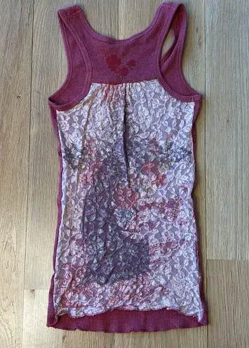 Vtg Klovis Tank Top Lace Back Pegasus Y2K Graphic Size Small Red - Image 3