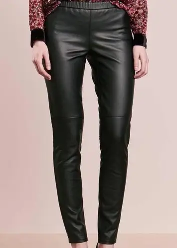 Faux Leather High Waisted Skinny Elastic Waist Pants Leggings Black Medium