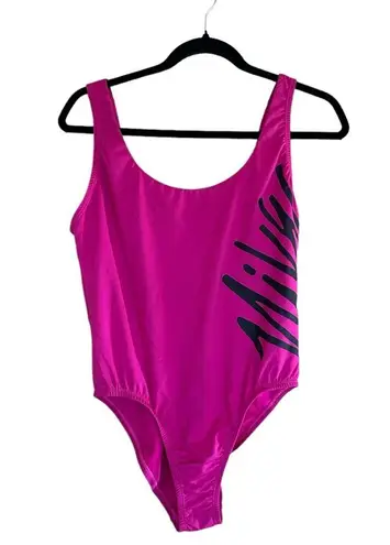 Nike NWOT  Women's Multi Logo U Back One Piece Swimsuit Large Pink