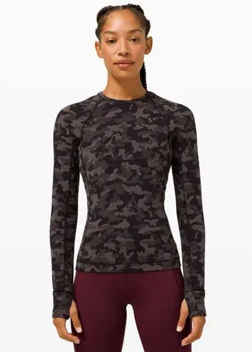 Lululemon  2021 Runderful Long Sleeve Heritage Camo Black Lunar Rock swiftly sz 6