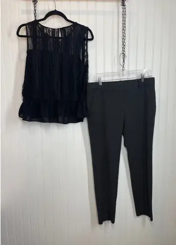 ZARA  Floral Lace Sleeveless Peplum Top & High Waisted Cropped Pants Bundle Sz M thumbnail 1