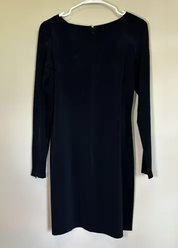 Theory  Mimi W Mini Shift Dress Zipper Sleeves 6 Black Long Sleeve Zipper‎