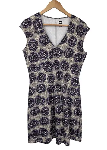 REI Athletic Hiking Dress Womens Medium Tan Purple Floral Print Zip Pocket