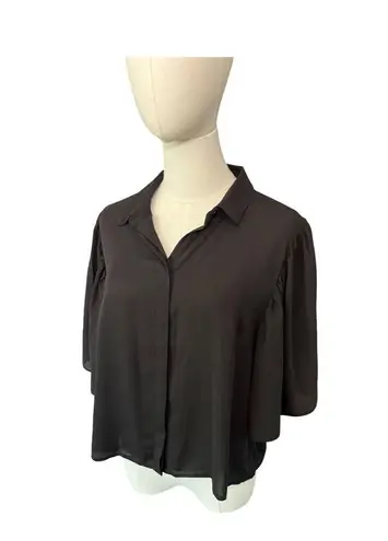 ASOS NWT  Black Flutter Sleeve Blouse | US Size 10 | Button Front - Image 5