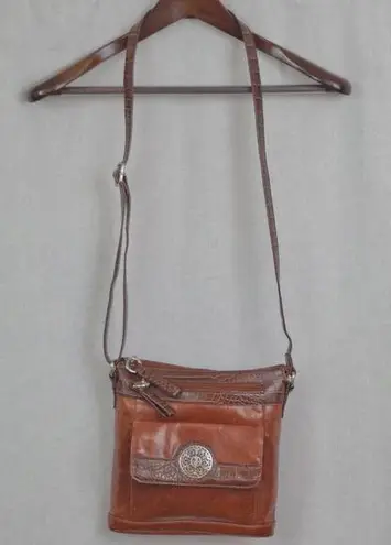 Giani Bernini Leather Croc Patterned Trim Crossbody Bag