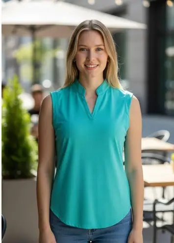 NEW Coral Bay Golf Polo Shirt Womens M Sleeveless UPF 50 Performance Collared Blue Size M