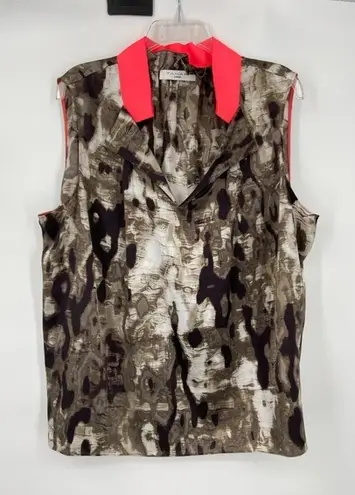 Tahari , sleeveless blouse with contrasting ribbon at‎ neck, size 1X - Image 1