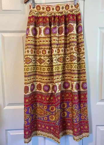 Vintage 70’s Alex Coleman California Button Front MIDI Mandala Skirt Pink