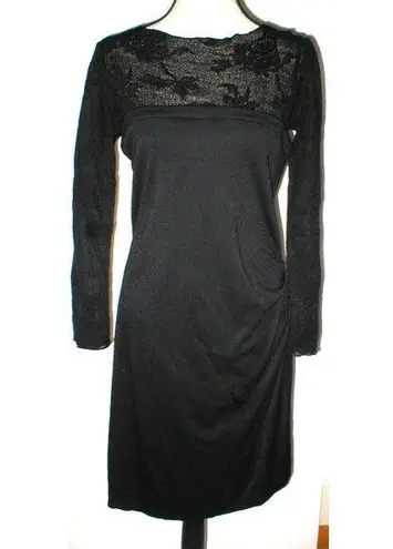 New Womens NWT NIU Black L Designer Dress Lace Wool Long Sleeves Large NIU'