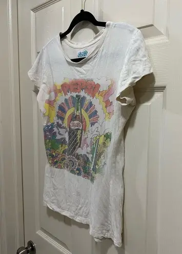 Pepsi Cola short sleeve shirt cream with multi color graphic print size large