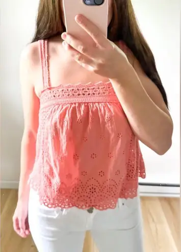 Coco + Jaimeson Pink Eyelet Embroidered Cropped Cami Top sz Small