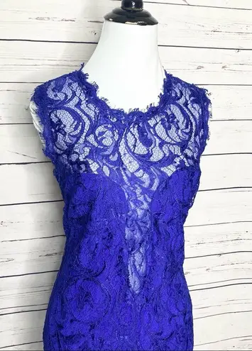 Emilio Pucci Blue Lace Illusion Cocktail Dress Size 10