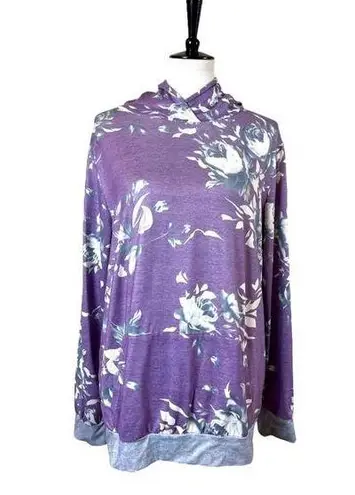 Angashion Pullover Hoodie Long Sleeve Kangaroo Pocket Floral Women’s Size Large