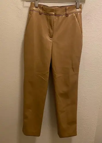 Babaton Aritzia Vegan Leather Command Cropped Pant In Camel Size 00