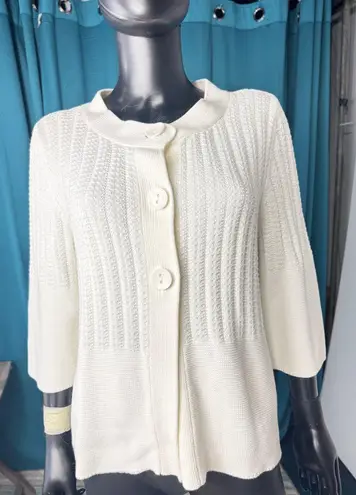 Willow Bay Button Front Cardigan Women's XL Cream Cotton Blend 3/4 Sleeve