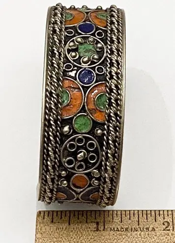 Enamel Inlay Cuff Bangle Bracelet