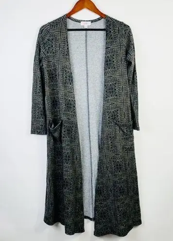 LuLaRoe  Sarah Duster Cardigan Gray Striped Long Sleeve Open Front‎