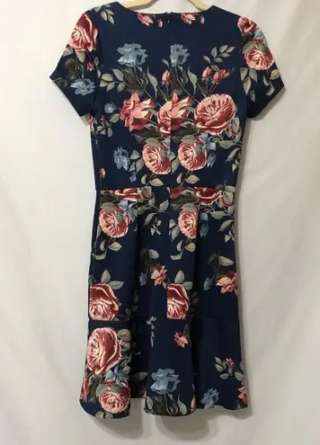 Love...Ady Floral Cap Sleeve Flounce Mini Dress Womens M Fit Flare Casual