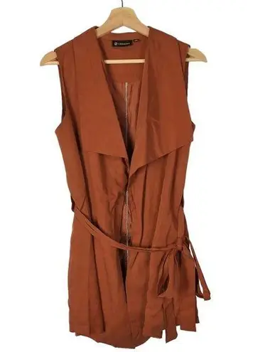 Versona Burnt Orange Open Front Drape Utility Vest S
