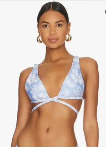 L Space Bikini Top Womens XL Blue Avery Floral Bali Blooms Romantic Boho Beach