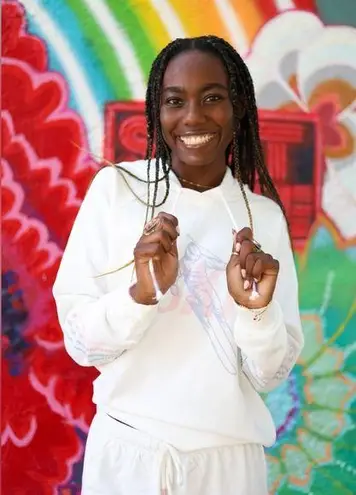 P.J. Salvage White and Pink Mountain Bound Ski Hoodie Sz M